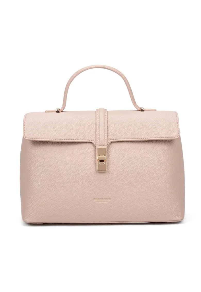 Geanta tote de piele ecologica cu clapa, Roz pal