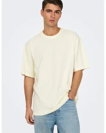 Tricou lejer cu decolteu la baza gatului, Alb fildes