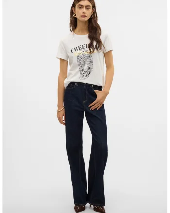 Tricou de bumbac organic cu imprimeu, Alb/Gri inchis