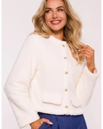 Blazer scurt din tricot tip plus,  Alb
