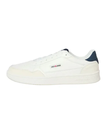 Pantofi sport de piele ecologica, Alb/Albastru inchis