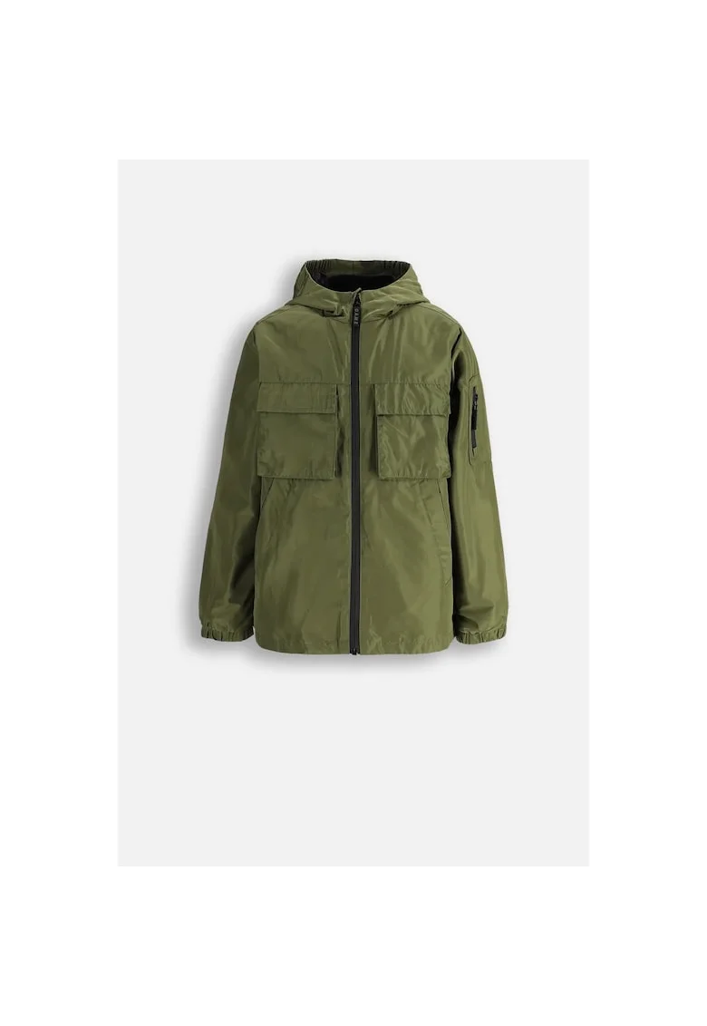 Jacheta parka 2-in-1 cu buzunare multiple, Kaki