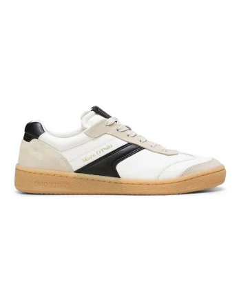 Pantofi sport de piele si piele intoarsa, Alb/Negru