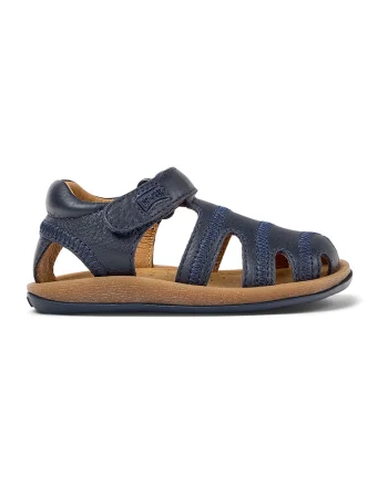 Sandale fisherman de piele cu velcro, Albastru indigo