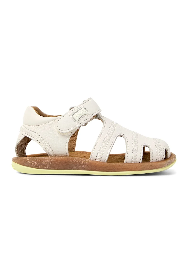 Sandale fisherman de piele cu velcro, Alb