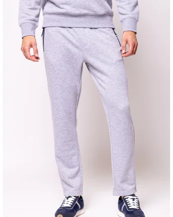 Pantaloni cu snur in talie, Gri deschis melange