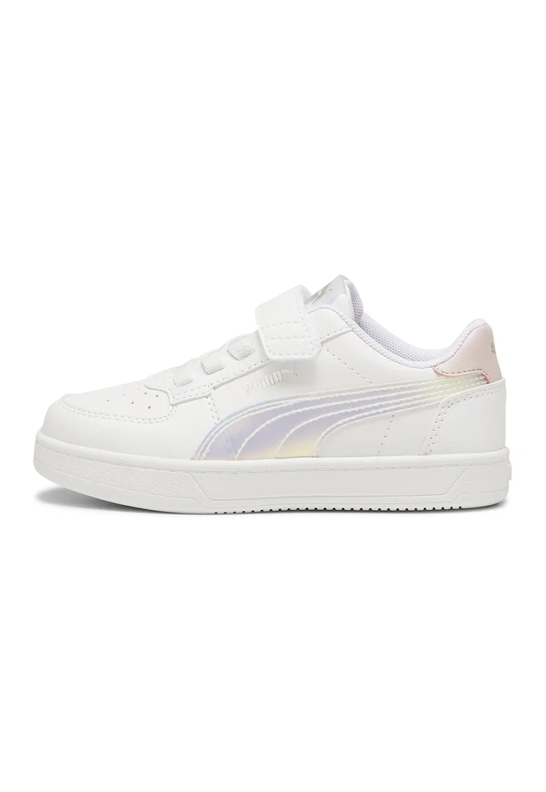 Pantofi sport de piele ecologica cu velcro, Alb optic