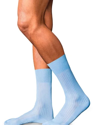 Sosete lungi din amestec de bumbac egiptean No. 10 Fine Structure, Albastru pastel