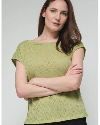 Tricou cu decolteu rotund, fara inchidere, Verde fistic