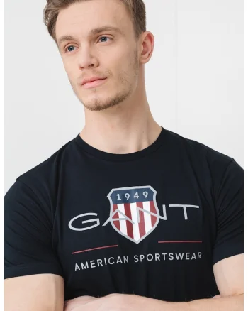 Tricou din bumbac cu model logo, Negru/Gri deschis/Alb murdar