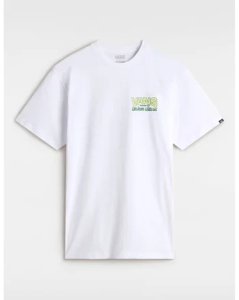 Tricou cu decolteu la baza gatului si imprimeu, Alb/Verde pal