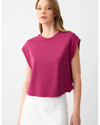 Tricou lejer din amestec de modal, Roz inchis