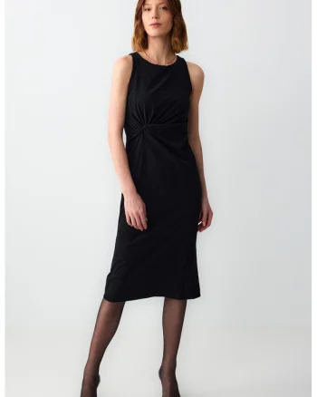 Rochie midi cu fronseuri frontale, Negru