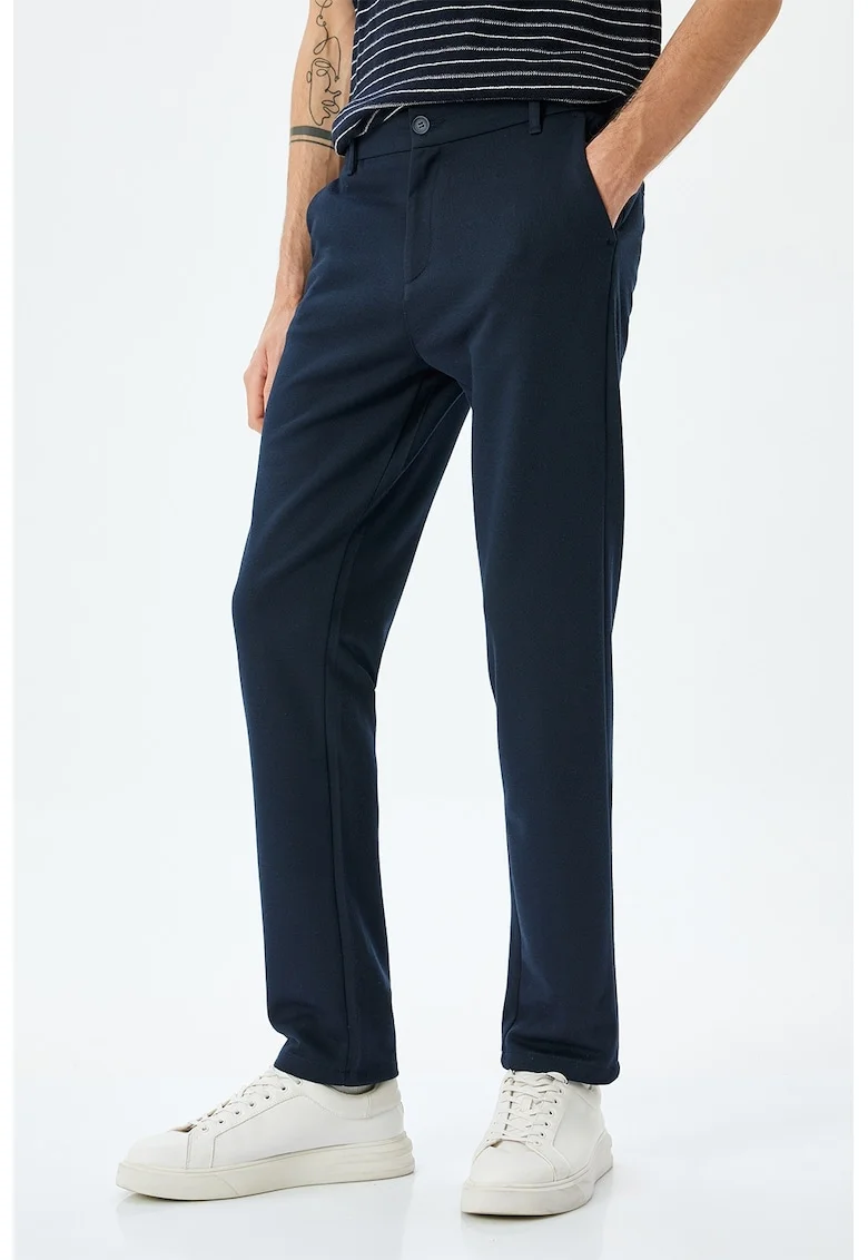 Pantaloni chino cu talie medie, Albastru ultramarin