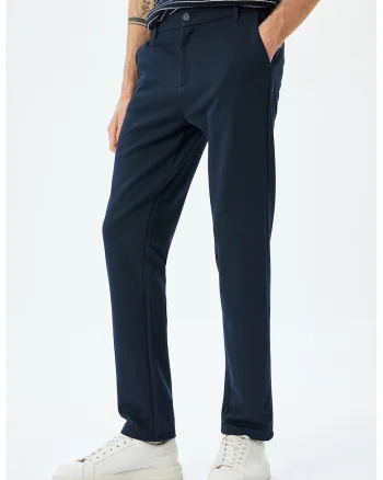 Pantaloni chino cu talie medie, Albastru ultramarin