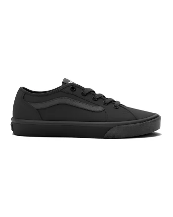 Pantofi sport din piele cu model uni, Negru stins