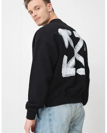 Bluza de trening cu imprimeu pe spate, Alb/Negru
