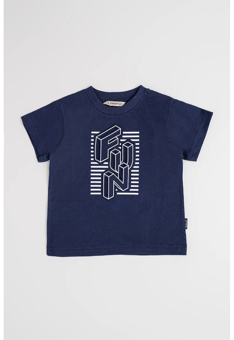 Tricou de bumbac cu imprimeu, Alb/Bleumarin