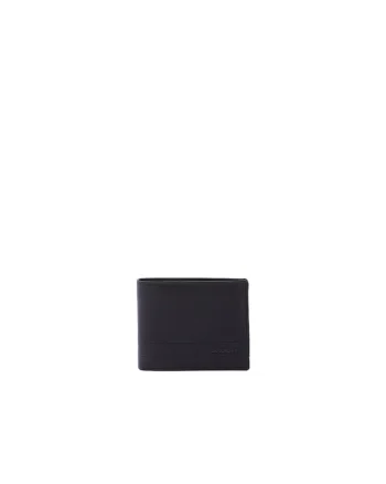Portofel din piele cu logo, Negru