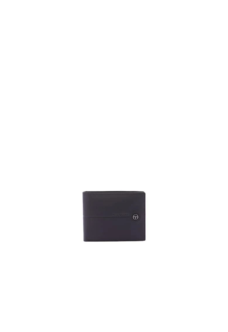 Portofel din piele cu logo, Negru