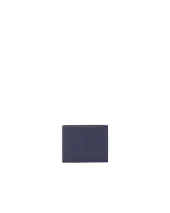 Portofel din piele cu logo, Albastru