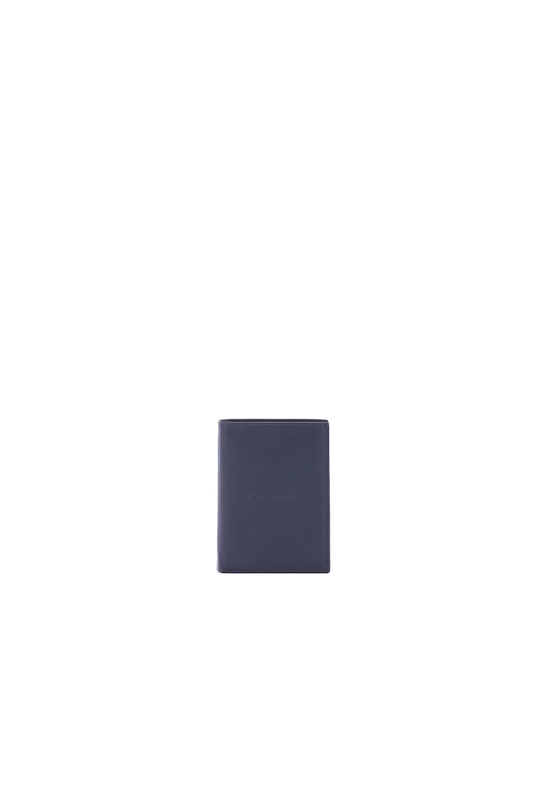 Portofel din piele cu logo, Albastru