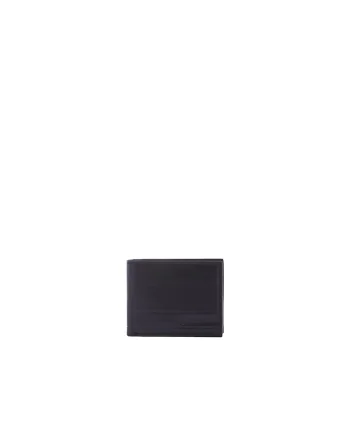Portofel din piele cu logo, Negru
