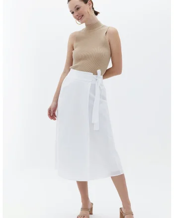 Fusta midi cu model petrecut, Alb