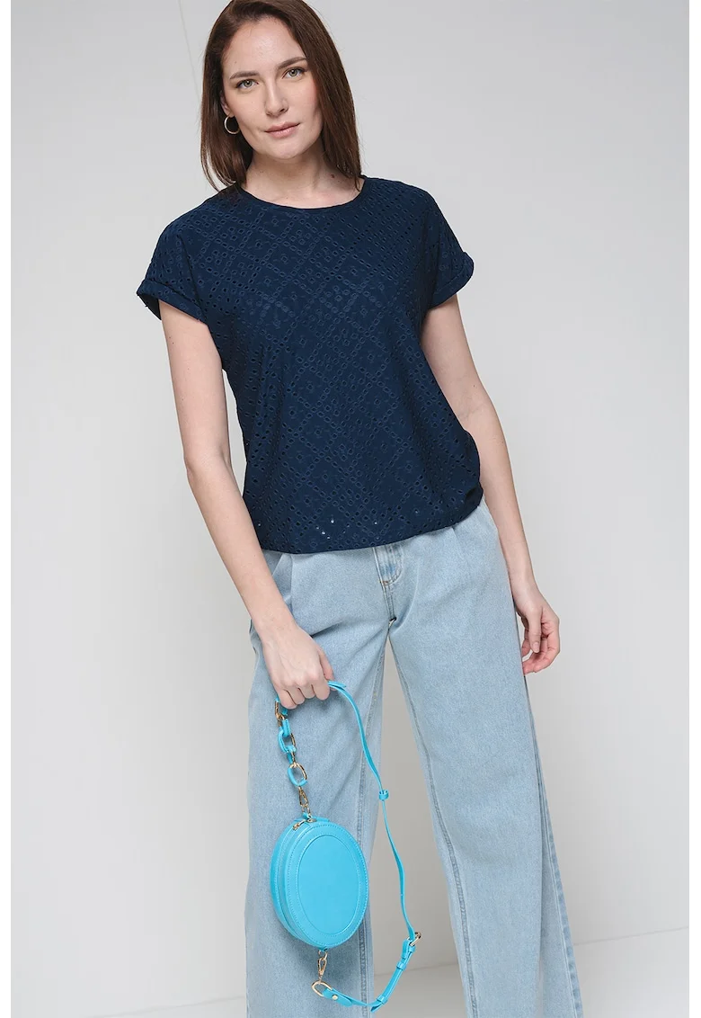 Tricou uni cu maneci scurte, Bleumarin