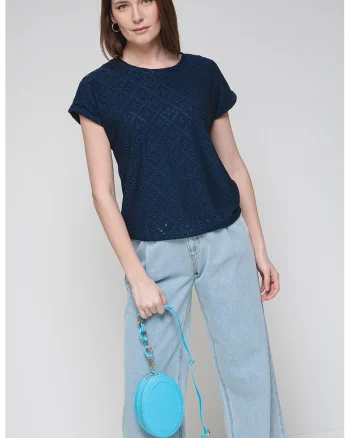 Tricou uni cu maneci scurte, Bleumarin