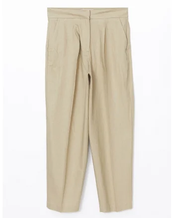 Pantaloni din amestec de in, Bej