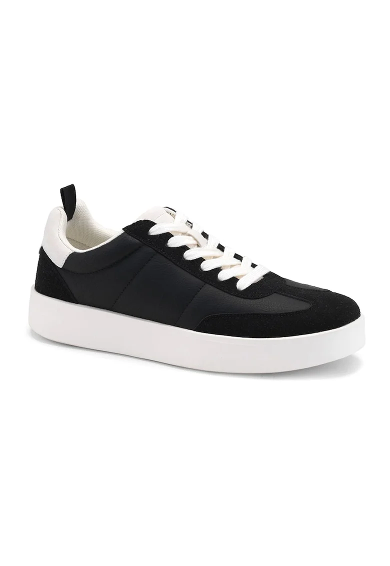 Pantofi sport din piele intoarsa sintetica cu varf rotund, Negru