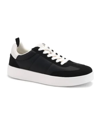 Pantofi sport din piele intoarsa sintetica cu varf rotund, Negru