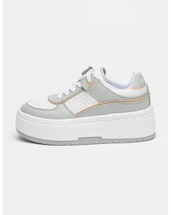 Pantofi sport flatform cu sireturi, Alb/Gri
