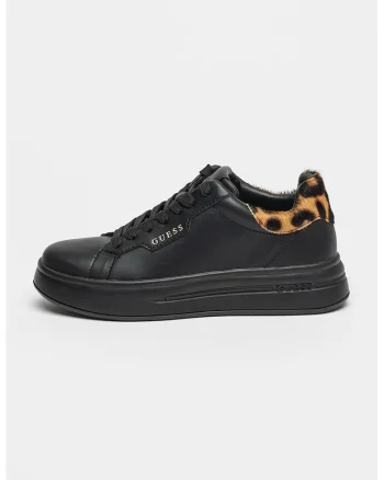 Pantofi sport cu detalii animal print, Negru/Maro