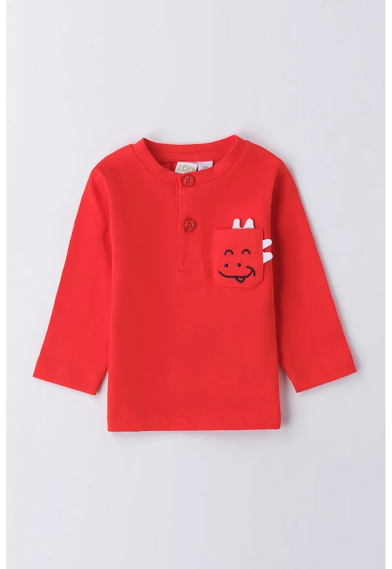 Bluza din bumbac cu buzunar pe piept, Rosu vermillion