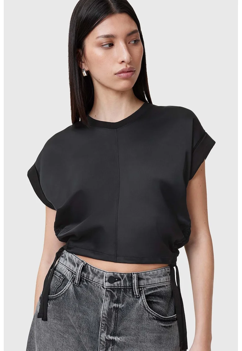 Tricou crop din bumbac Mira, Negru