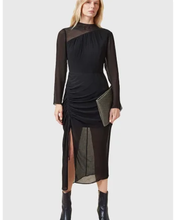 Rochie din amestec de matase Rizo, Negru