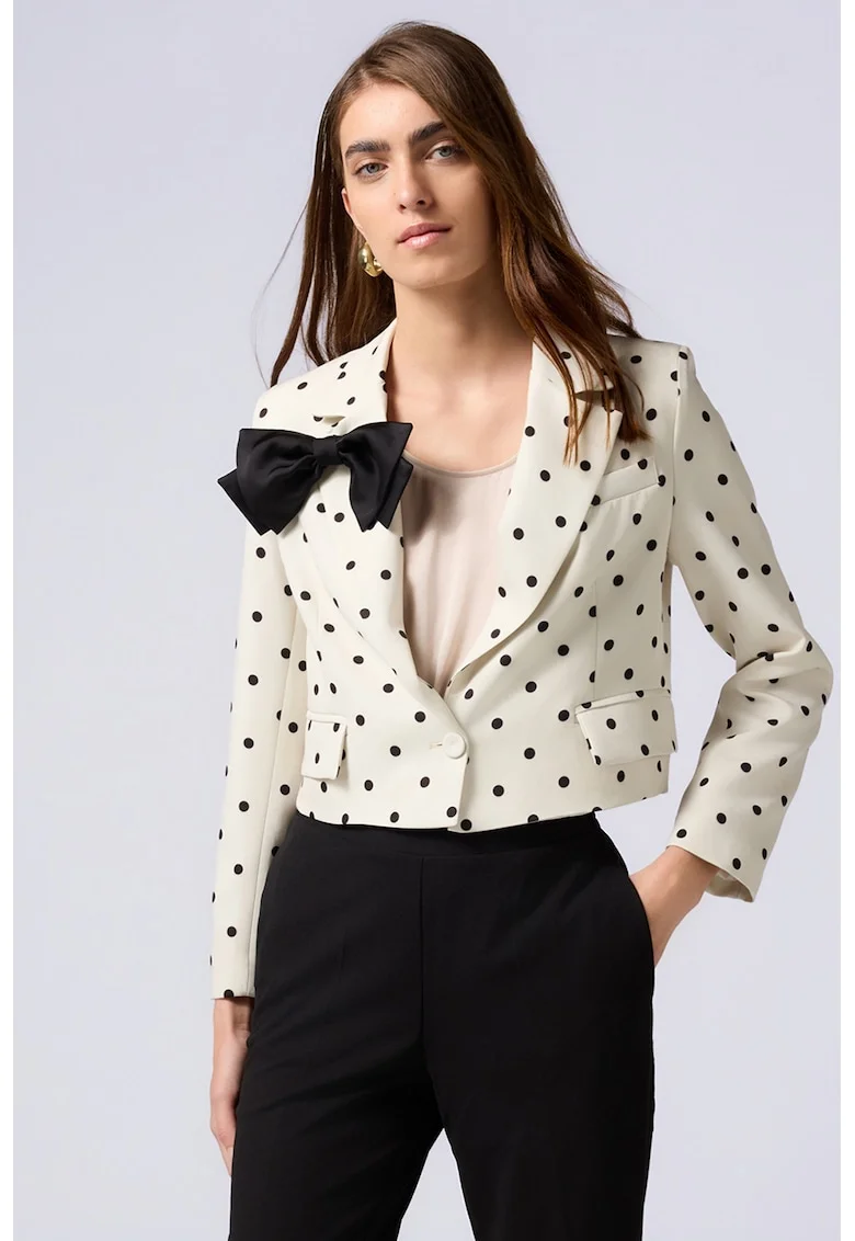 Sacou crop cu buline, Negru/Crem