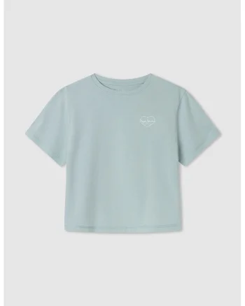 Tricou de bumbac cu logo discret, Verde pal