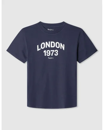 Tricou cu decolteu la baza gatului si logo, Alb/Bleumarin