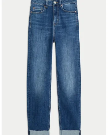 Blugi cu croiala dreapta si model cu 5 buzunare, Albastru prafuit