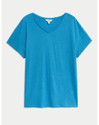 Tricou din amestec de modal si in, Albastru azur