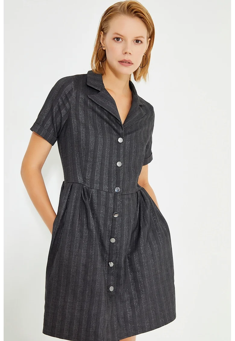Rochie scurta cu croiala in A, Gri inchis