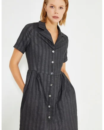 Rochie scurta cu croiala in A, Gri inchis