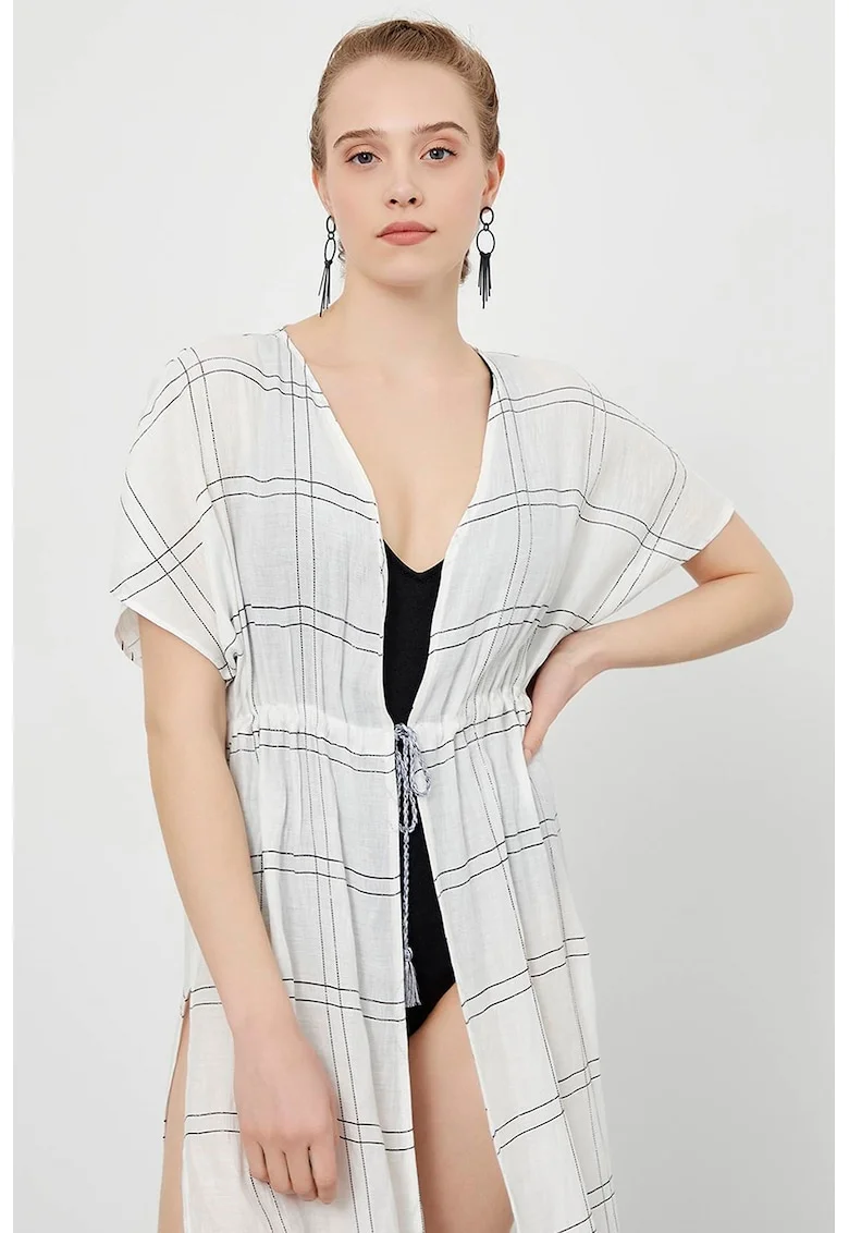 Kimono uni cu maneci scurte, Alb