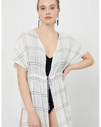 Kimono uni cu maneci scurte, Alb