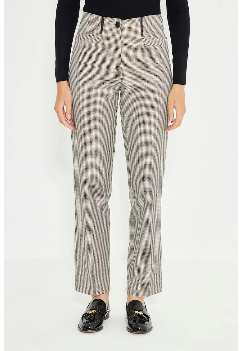 Pantaloni drepti cu talie inalta, Gri deschis