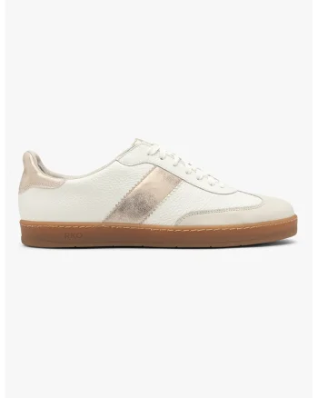 Pantofi sport din piele si piele intoarsa Nora, Auriu/Alb fildes