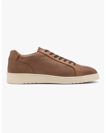Pantofi de piele cu sireturi, Maro cognac